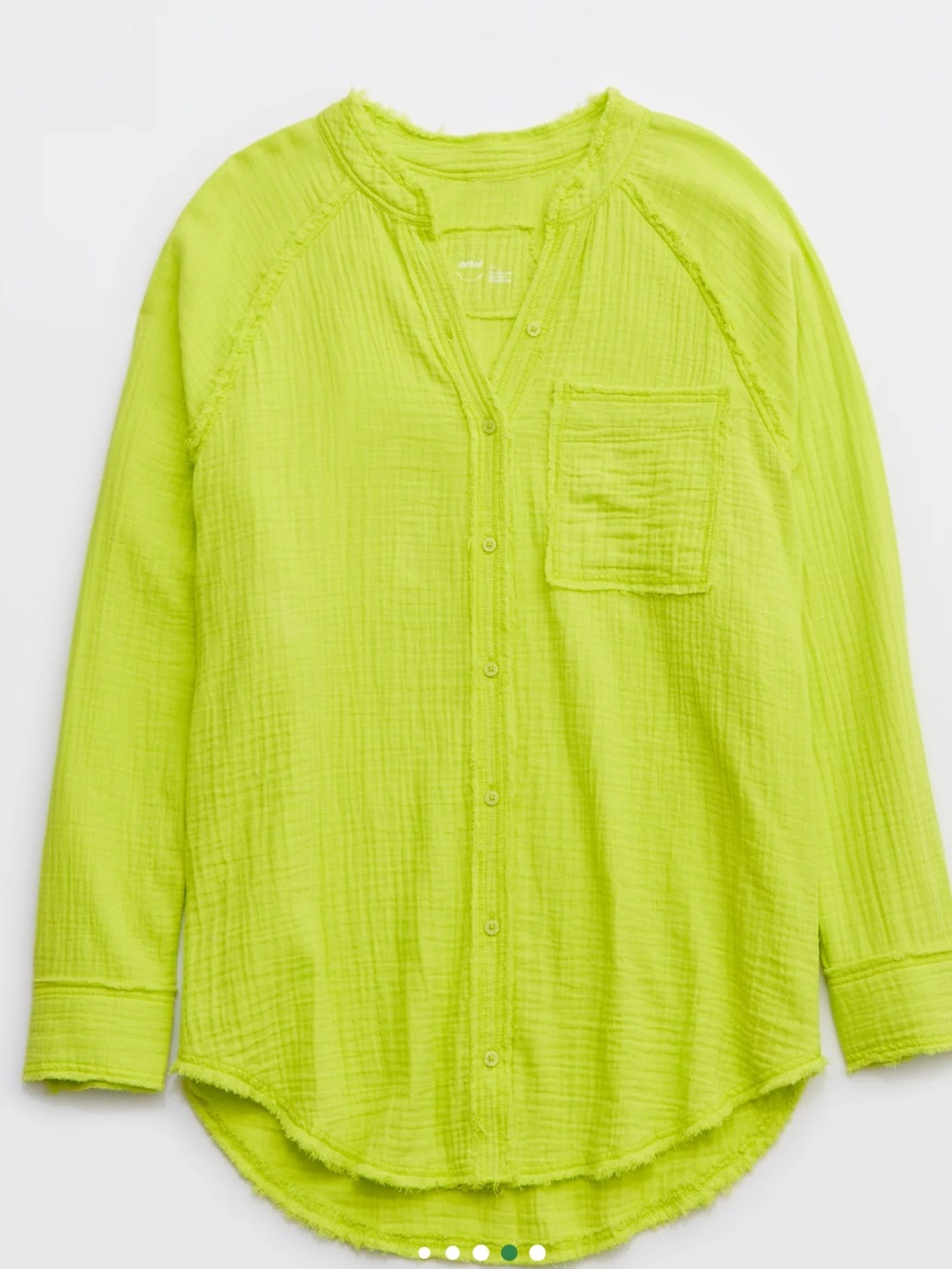 aerie Neon Lime Gauze Button-Front Swim Coverup - Picture 9 of 13